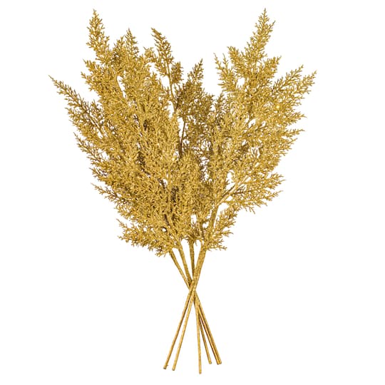 Vickerman 28" Gold Onoclea Glitter Wild Huck Artificial Christmas Sprays, 6ct.